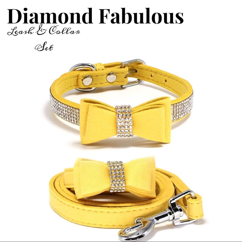 Large  Diamond Fabulous Leash And Collar Set of 2